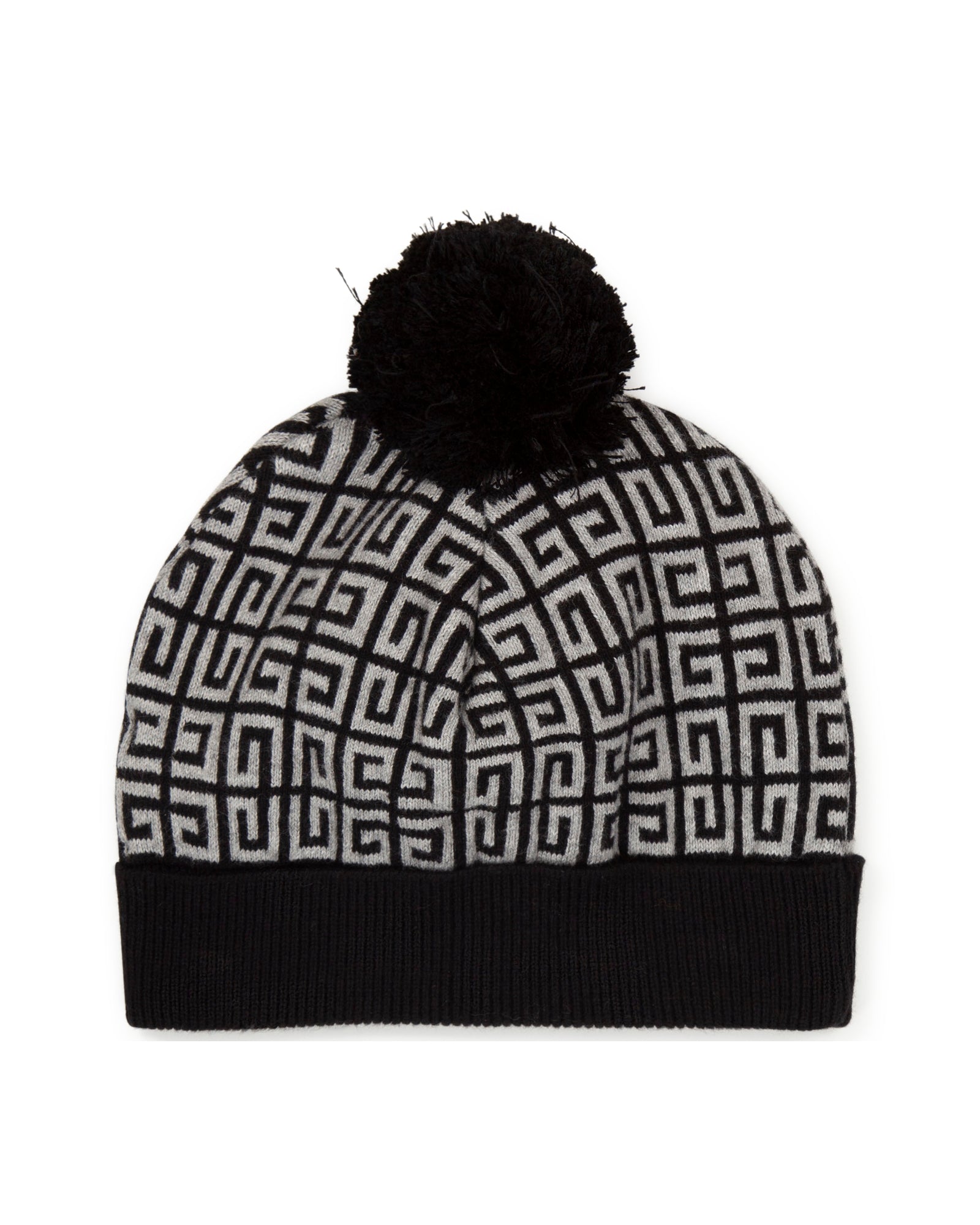 Bonnet à motif jacquard 4G en laine et cachemire - Noir Gris