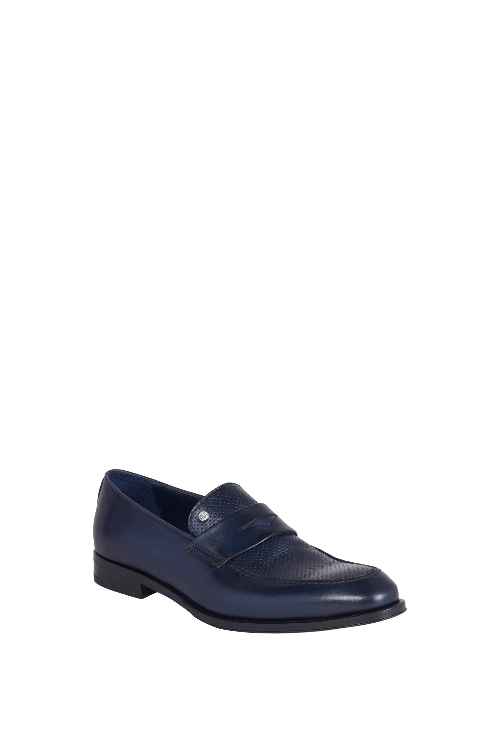 Perforated leather loafers - Blue