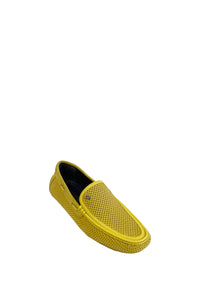 Mocassins à cuir ajouré en cuir - Jaune & Bleu