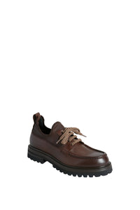Mocassins à semelle épaisse crantée en cuir exotique - Marron