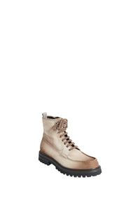 Bottines à lacets en cuir exotique - Beige & Marron