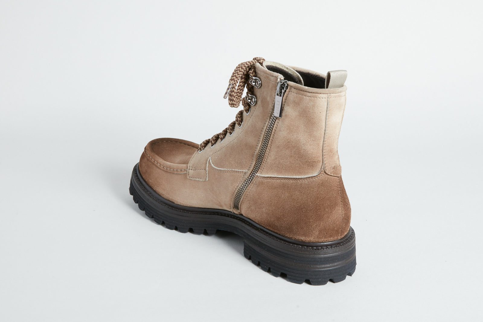 Bottines à lacets en cuir exotique - Beige & Marron