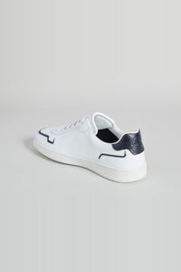 Sneakers basses en cuir - Blanc & Bleu