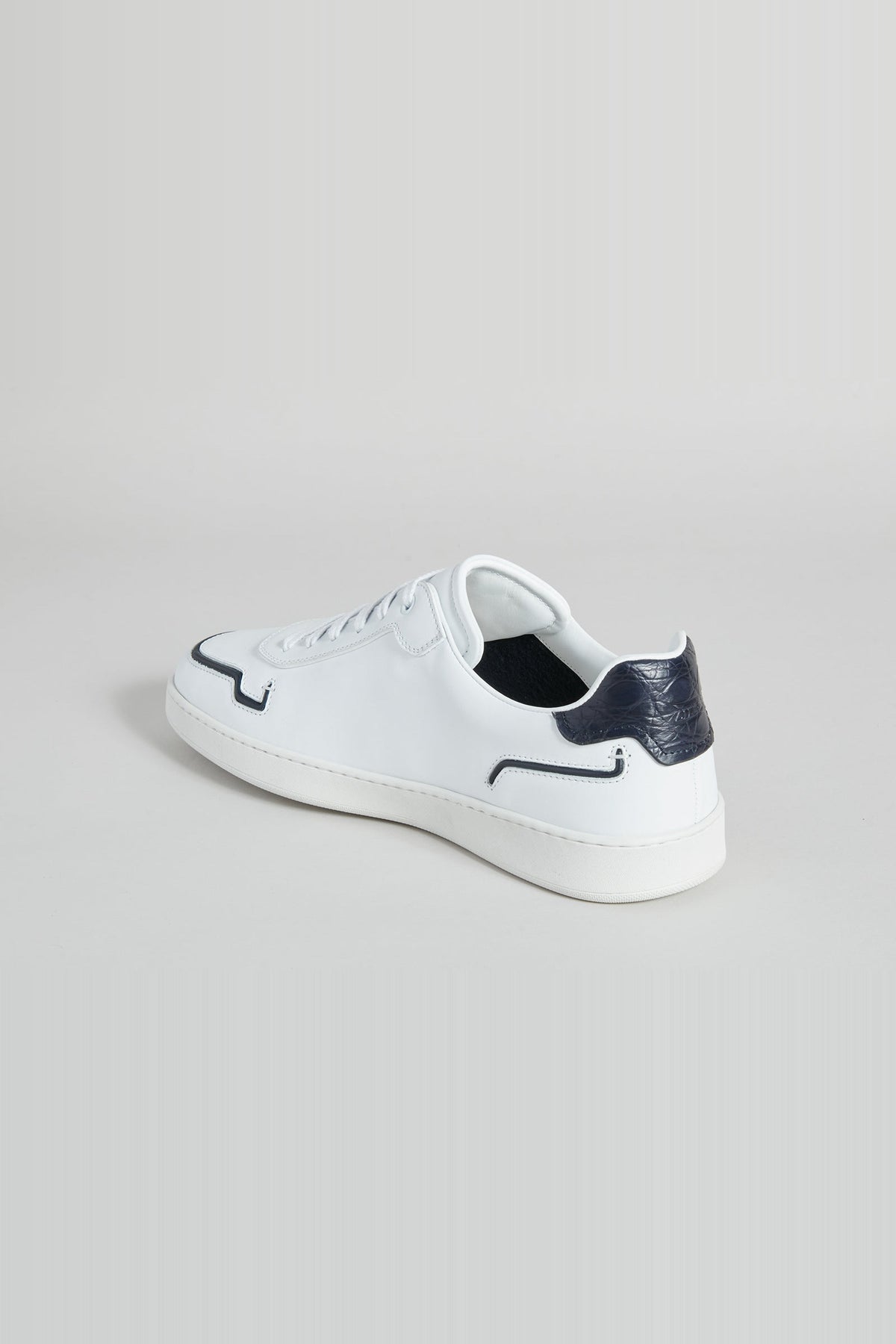 Sneakers basses en cuir - Blanc & Bleu