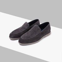 Mocassins à surpiqûres en cuir exotique - Gris & Beige