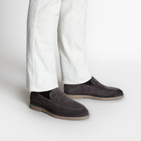 Mocassins à surpiqûres en cuir exotique - Gris & Beige
