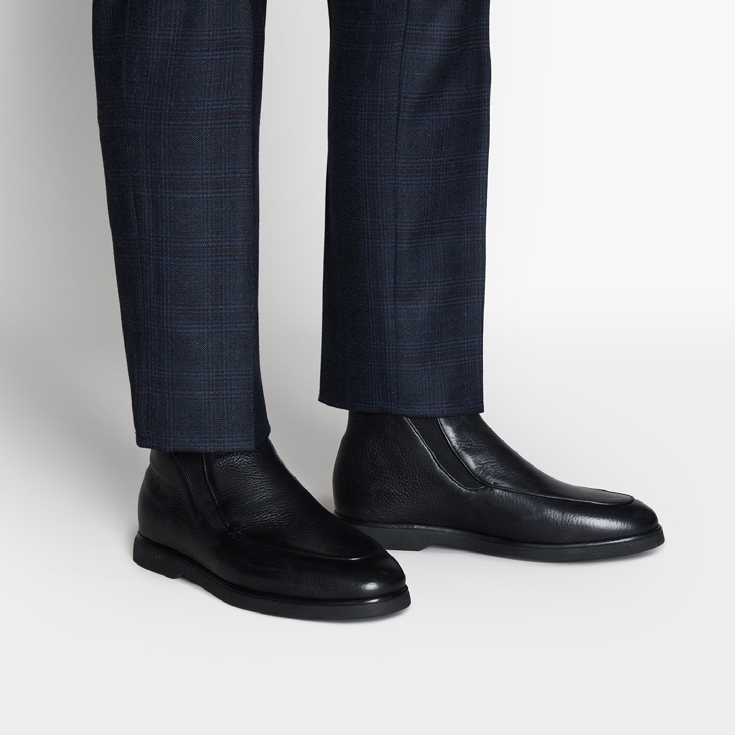 Bottines en cuir grainé - Noir