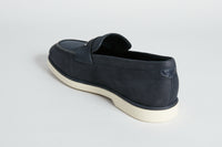 Mocassins à détail métallique en cuir - Bleu & Beige