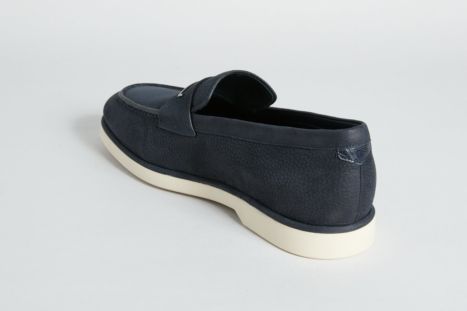 Mocassins à détail métallique en cuir - Bleu & Beige