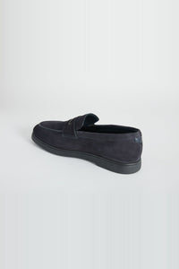 Loafers with metallic detailing in fine leather - Blue