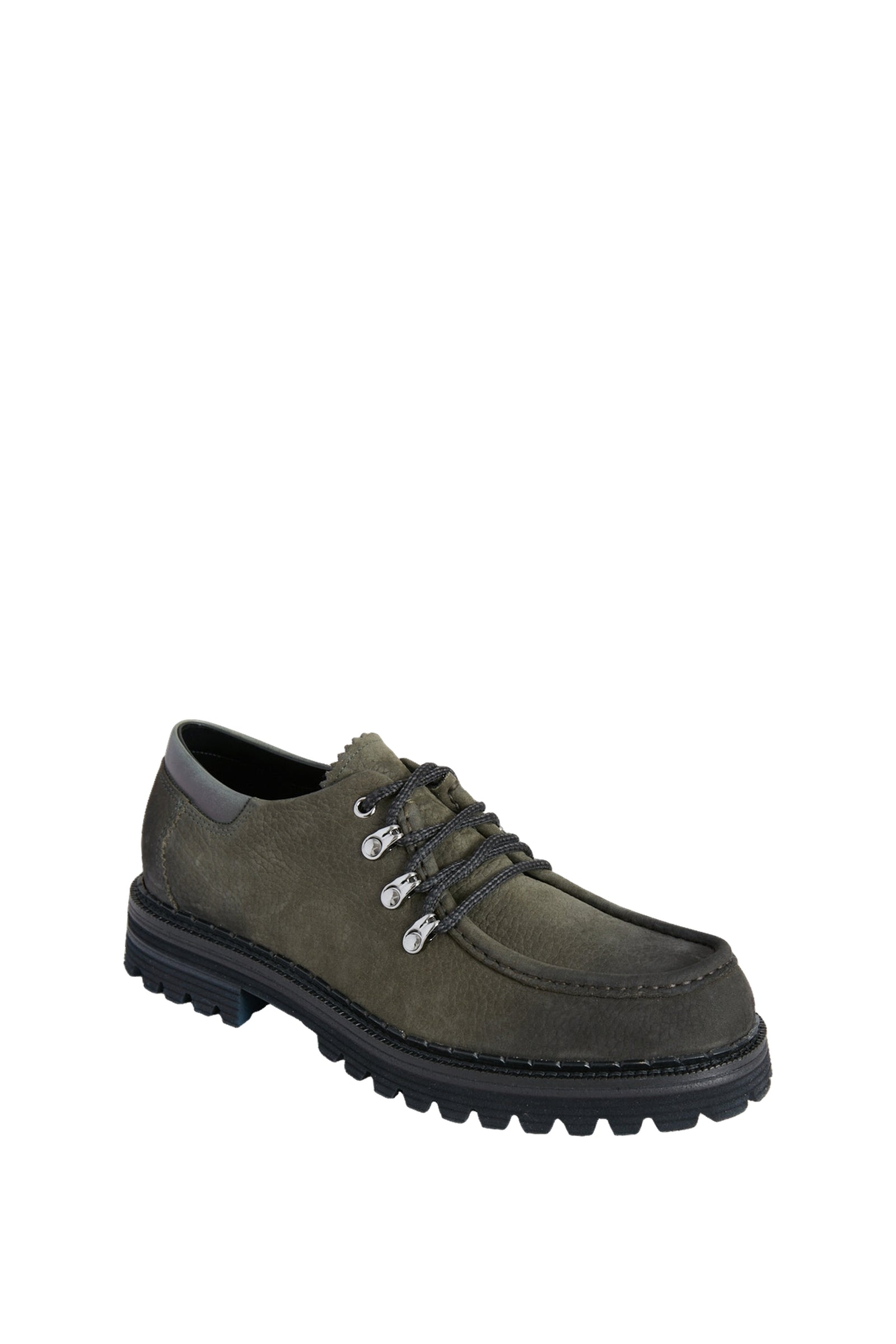 Derbies à semelle crantée en velours - Vert & Noir
