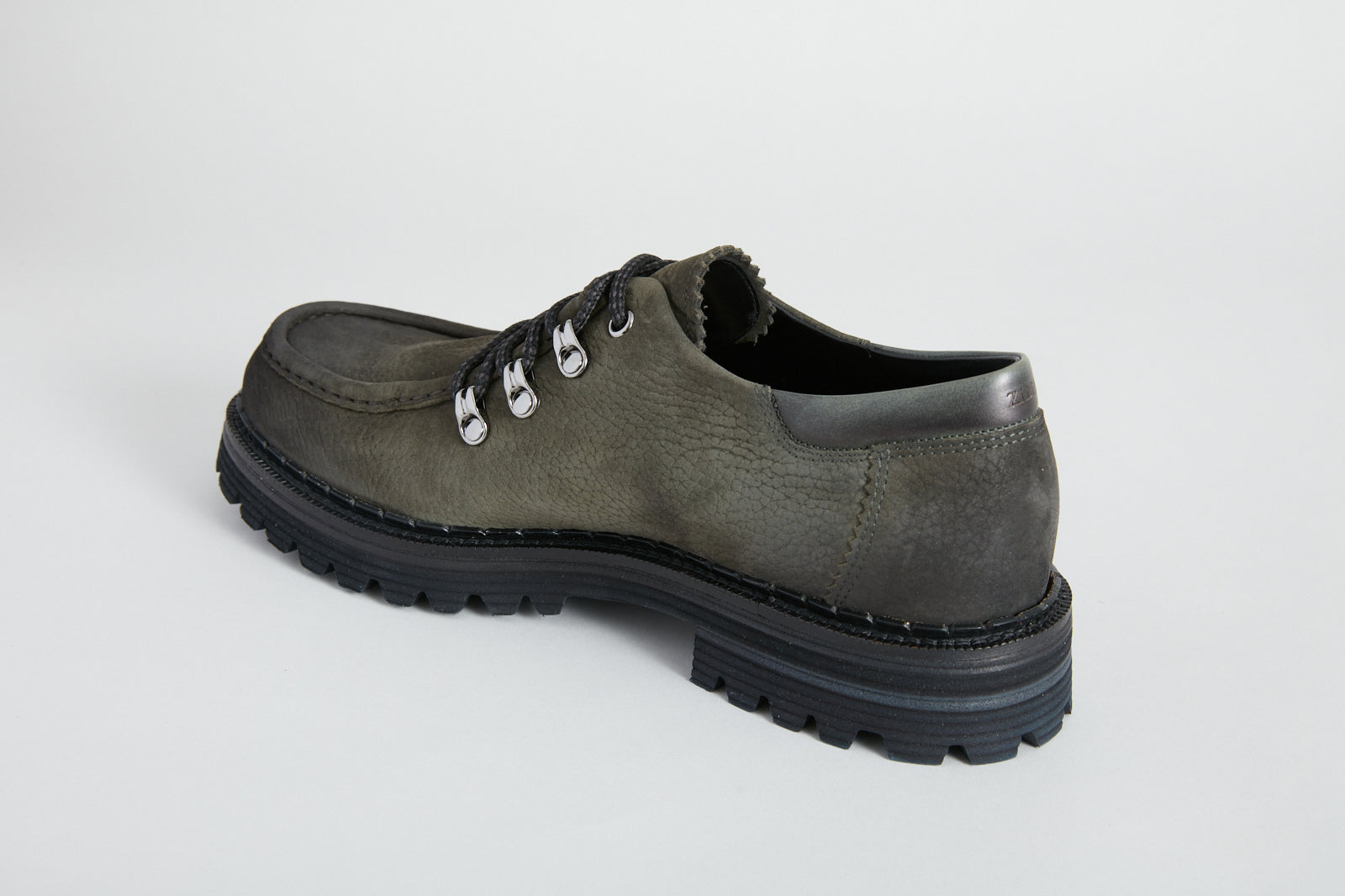 Derbies à semelle crantée en velours - Vert & Noir