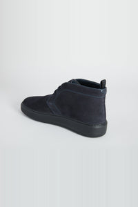 High-top trainers with a ribbed sole in suede - Blue