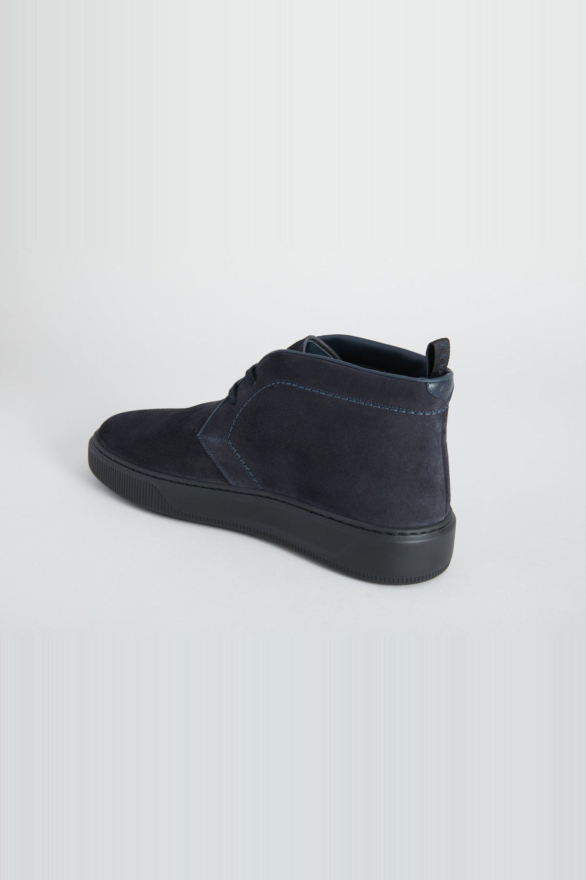 High-top trainers with a ribbed sole in suede - Blue