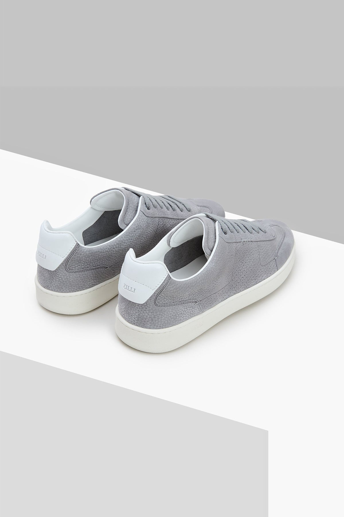 Low-top leather trainers - Light Charcoal