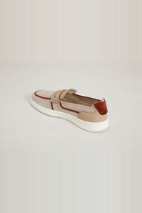 Low-top linen trainers - Taupe & Tan