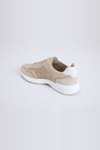 Low-top leather trainers - Stone