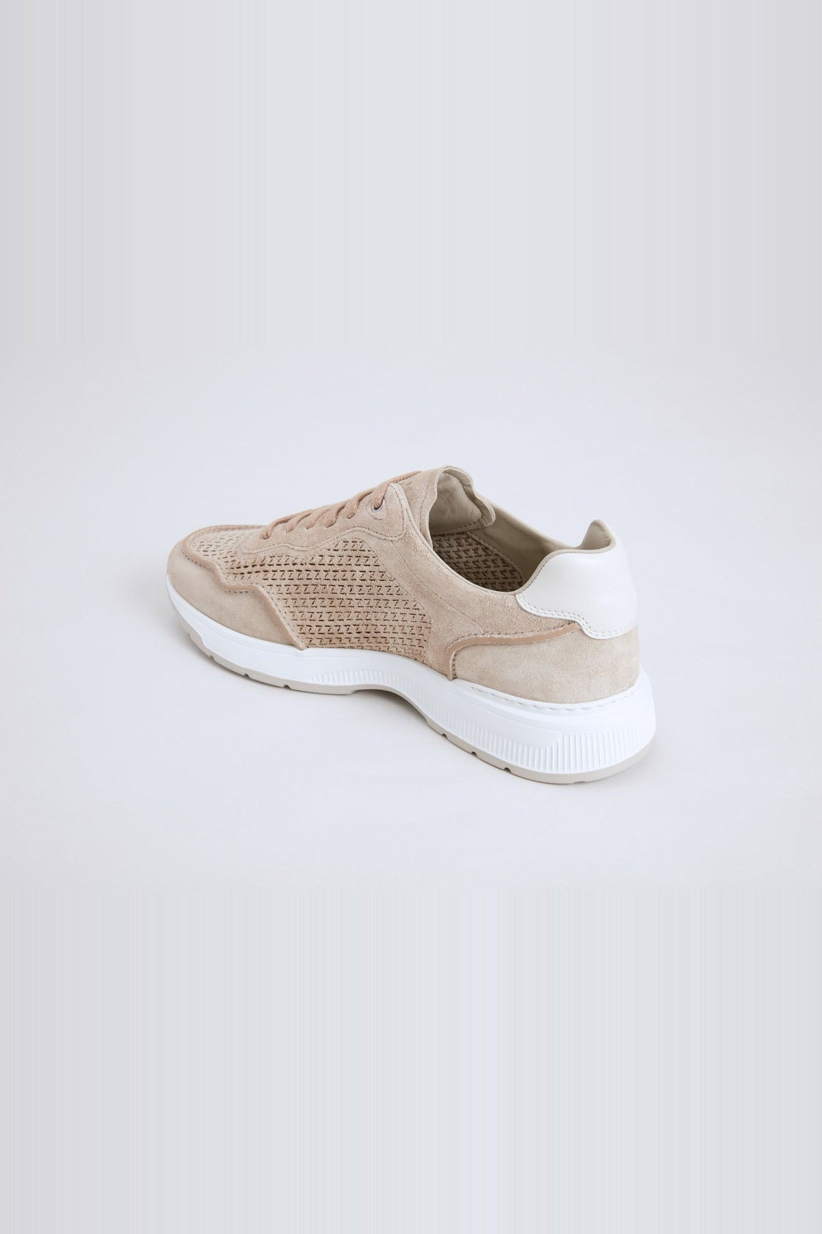 Low-top leather trainers - Stone