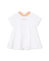 Dress with collar and short sleeves - White