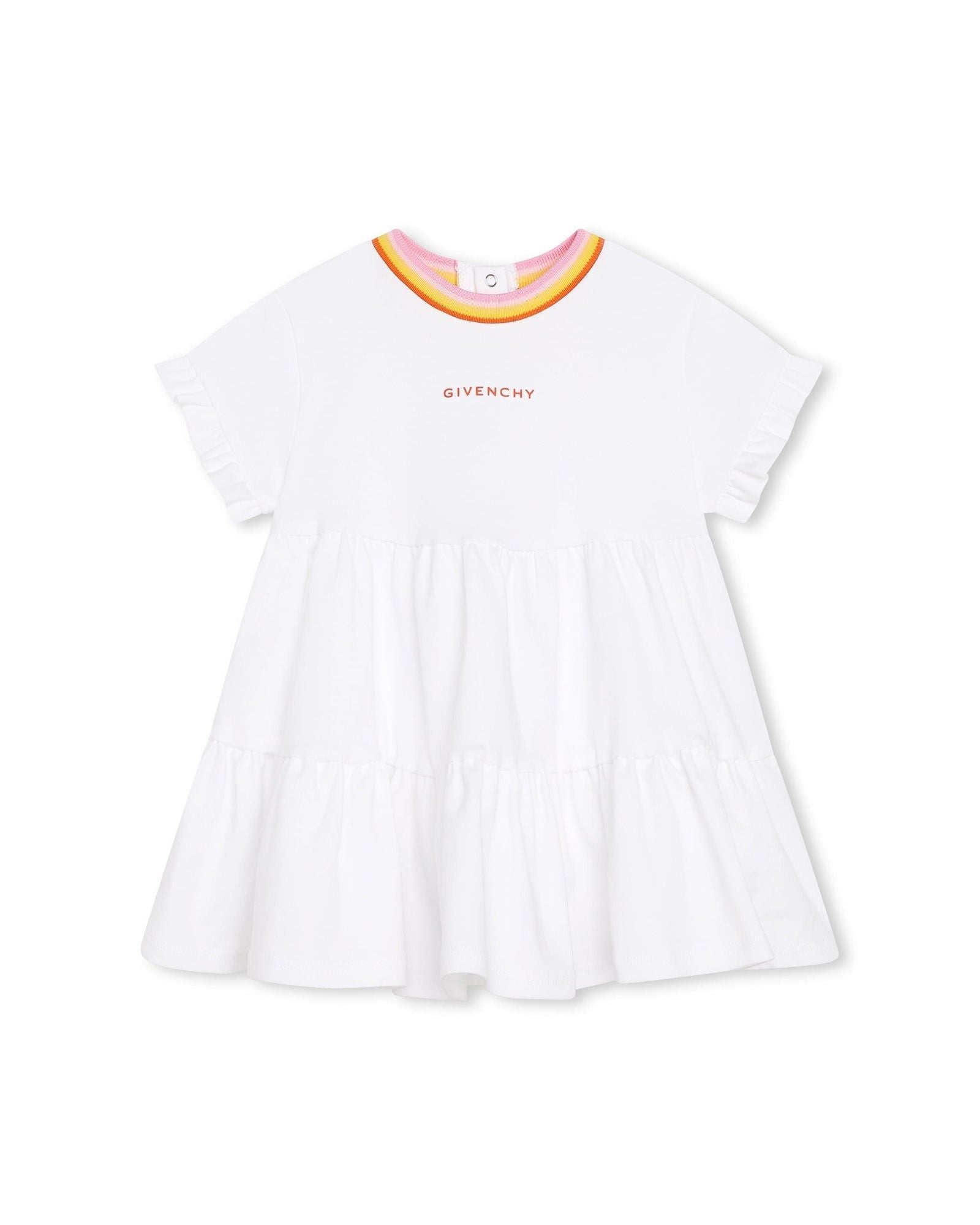Dress with collar and short sleeves - White