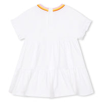 Dress with collar and short sleeves - White