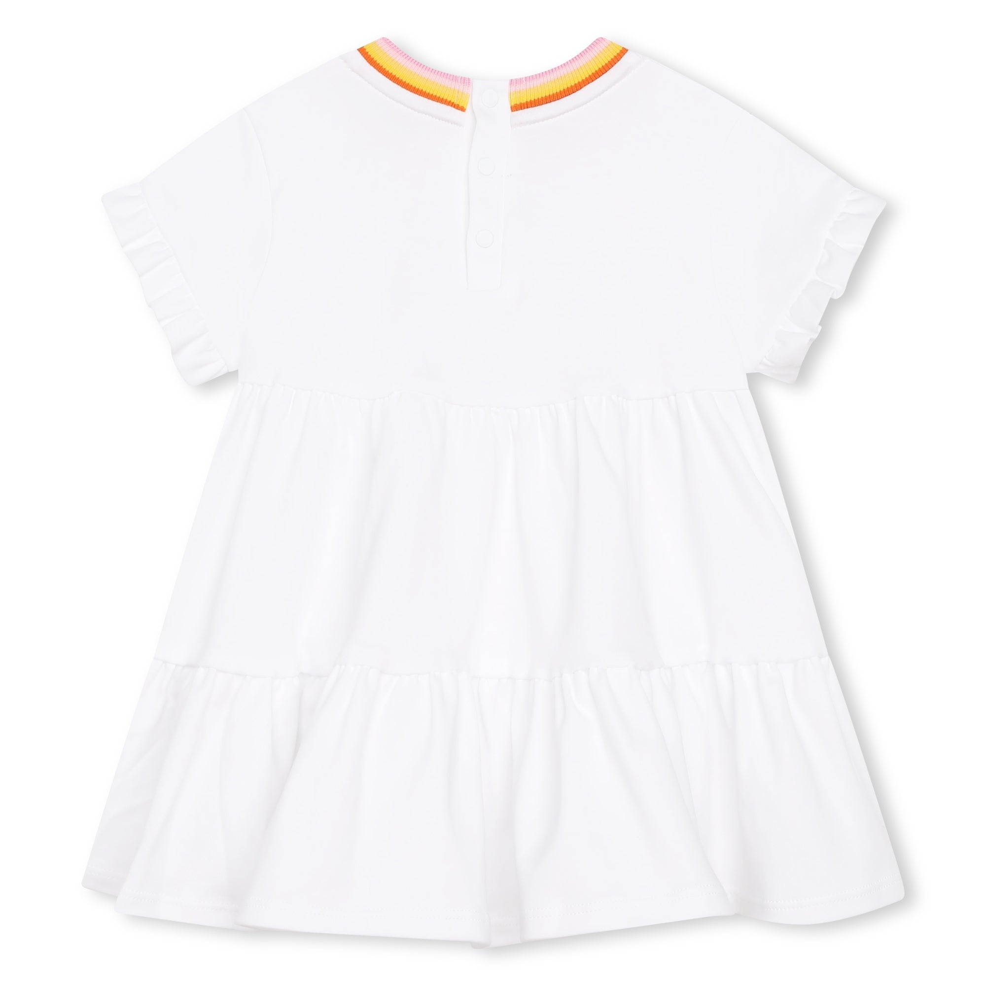 Dress with collar and short sleeves - White