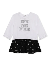 Long-sleeved cotton dress - White