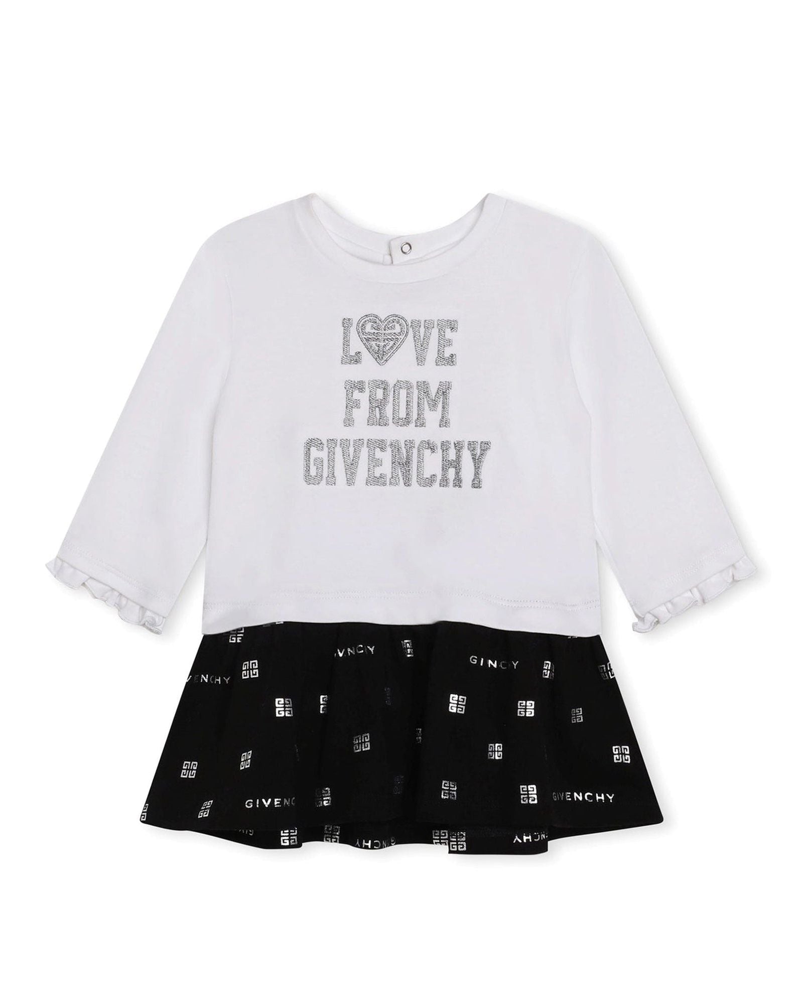 Long-sleeved cotton dress - White