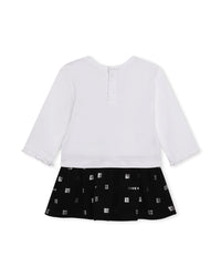 Long-sleeved cotton dress - White