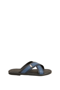 Sandales à logo en cuir - Blue Jeans