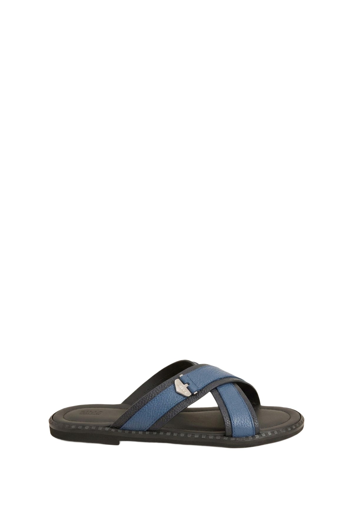 Sandales à logo en cuir - Blue Jeans