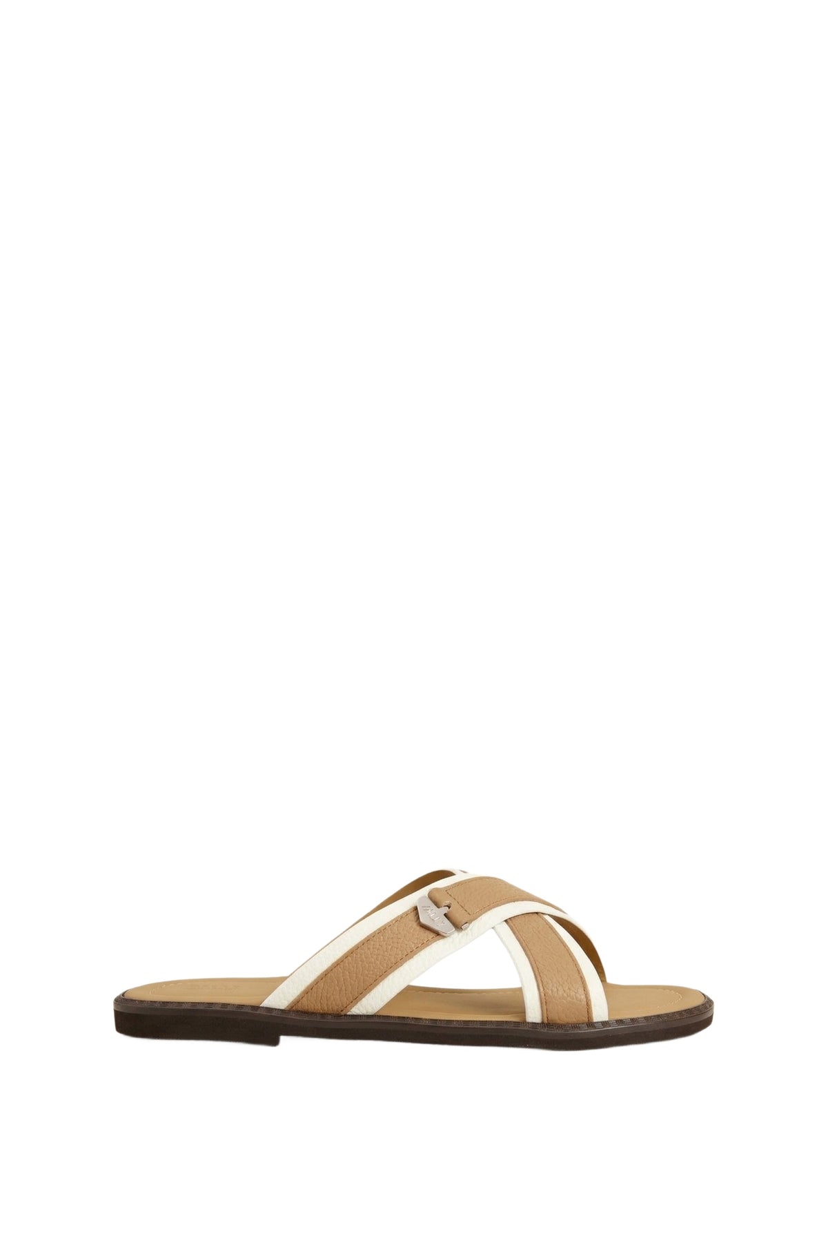 Sandales à logo en cuir précieux - Blond Fawn