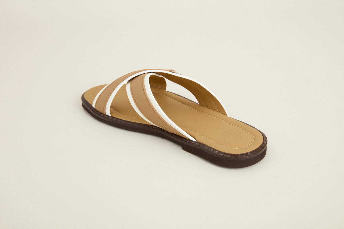 Sandales à logo en cuir précieux - Blond Fawn