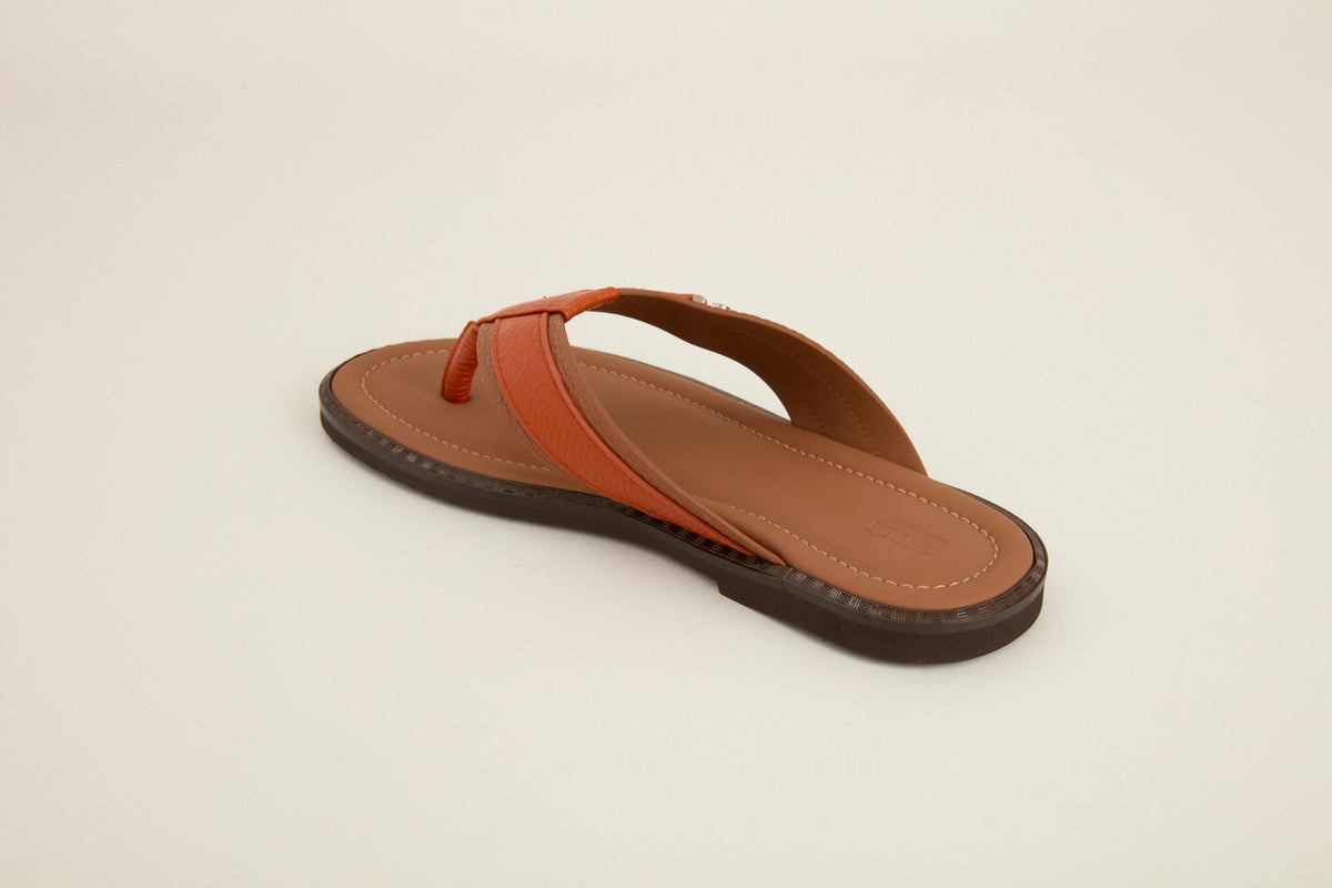 Sandales à logo en cuir précieux - Tan