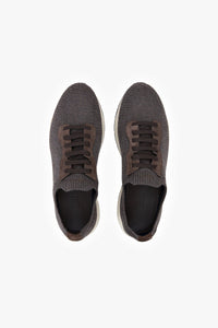 Low-top cashmere trainers - Coffee