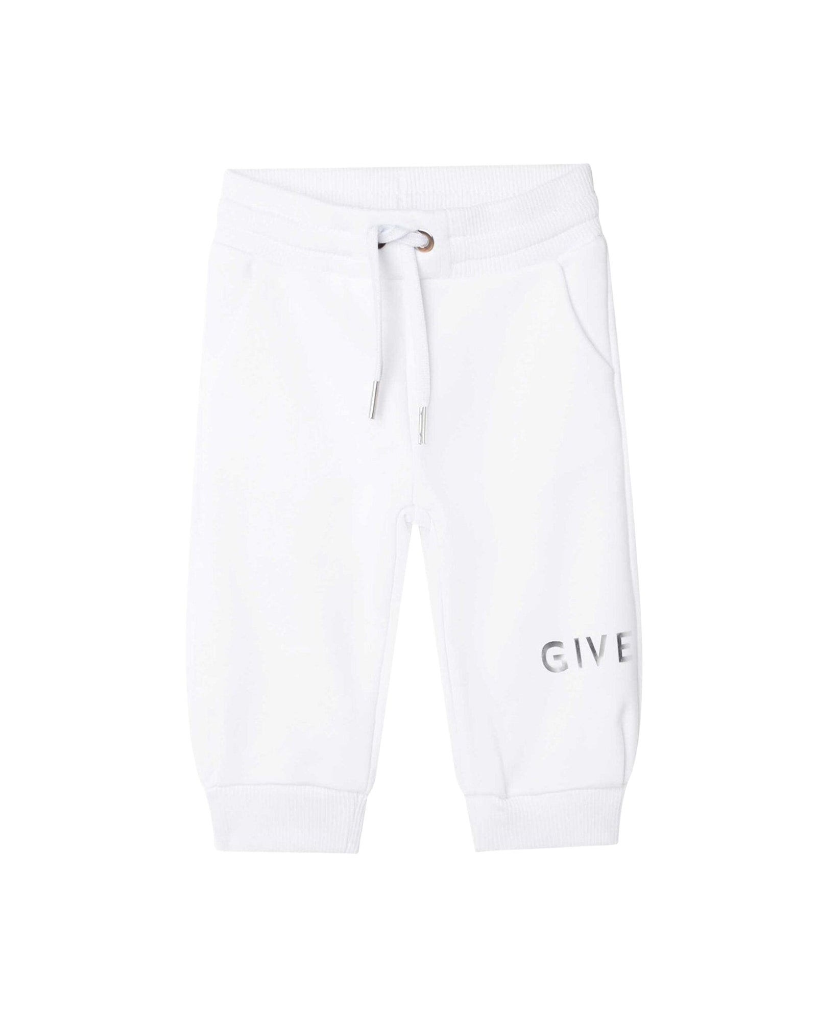 Pantalon taille élastique en molleton - Blanc