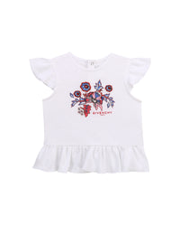 T-shirt avec fleurs brodées - Blanc