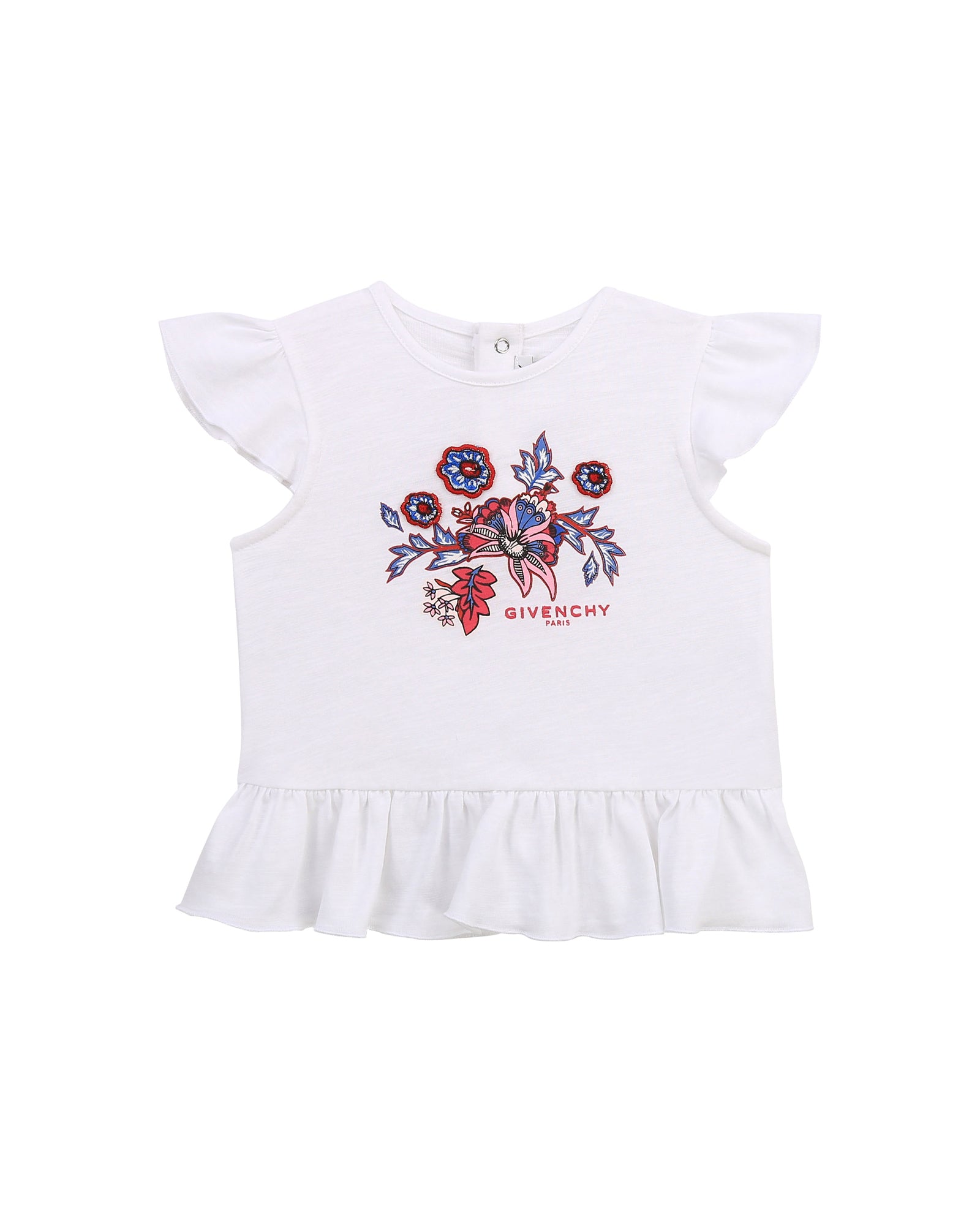 T-shirt avec fleurs brodées - Blanc