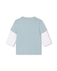 T-shirt à manches contrastées en coton - Buée
