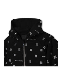 Gilet à capuche à motif en coton - Black