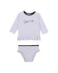 Ensemble t-shirt et culotte à volants - Blanc