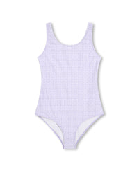 1-piece swimming costume with 4G print - Mauve
