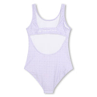 1-piece swimming costume with 4G print - Mauve