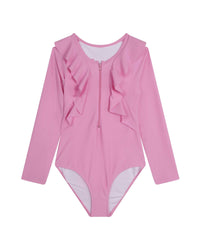 Maillot de bain 1 pièce manches longues - Rose friandise