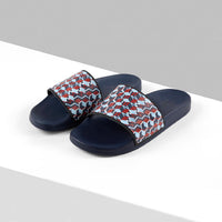 Mules plates à motif géométrique - Bleu & Multicolore