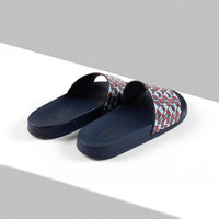 Mules plates à motif géométrique - Bleu & Multicolore