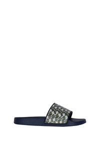 Flat mules with geometric pattern - Blue