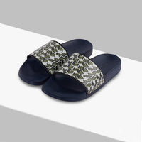 Flat mules with geometric pattern - Blue