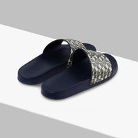 Flat mules with geometric pattern - Blue