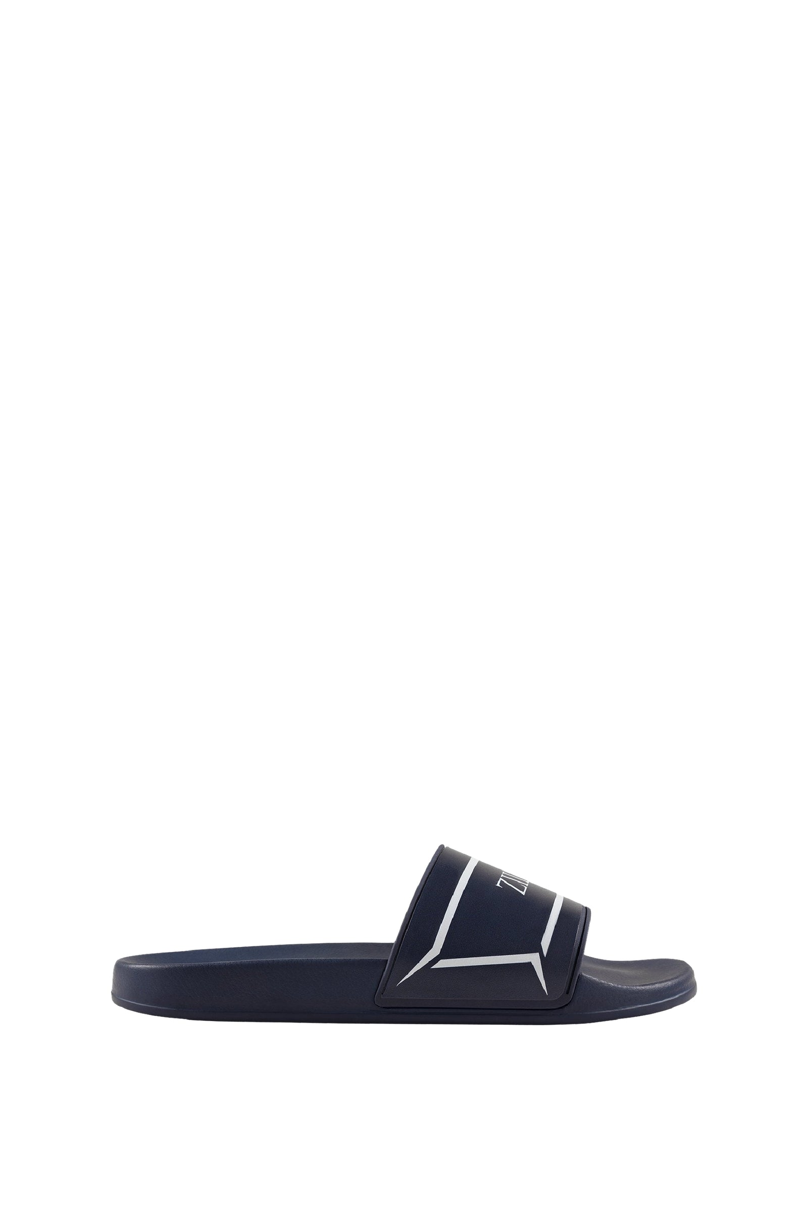 Mules plates à motif géométrique - Bleu & Blanc